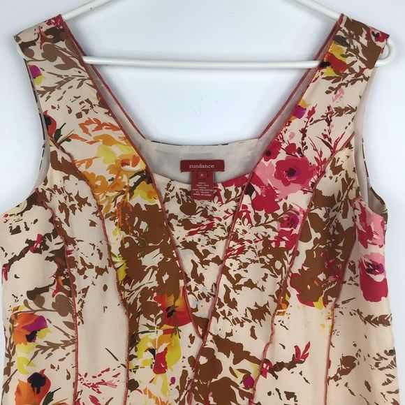 Sundance 100% Silk Cream and Floral Print Evelyn Tank Dress - Picture 10 of 15